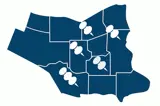 A map of Niagara with pins on it marking locations